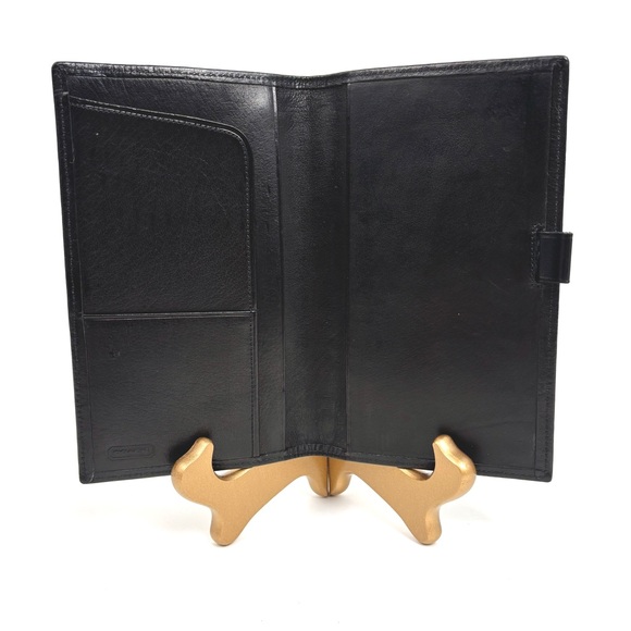 COACH Vintage Slim Black Leather Bifold Checkbook Card Wallet - Picture 2 of 14